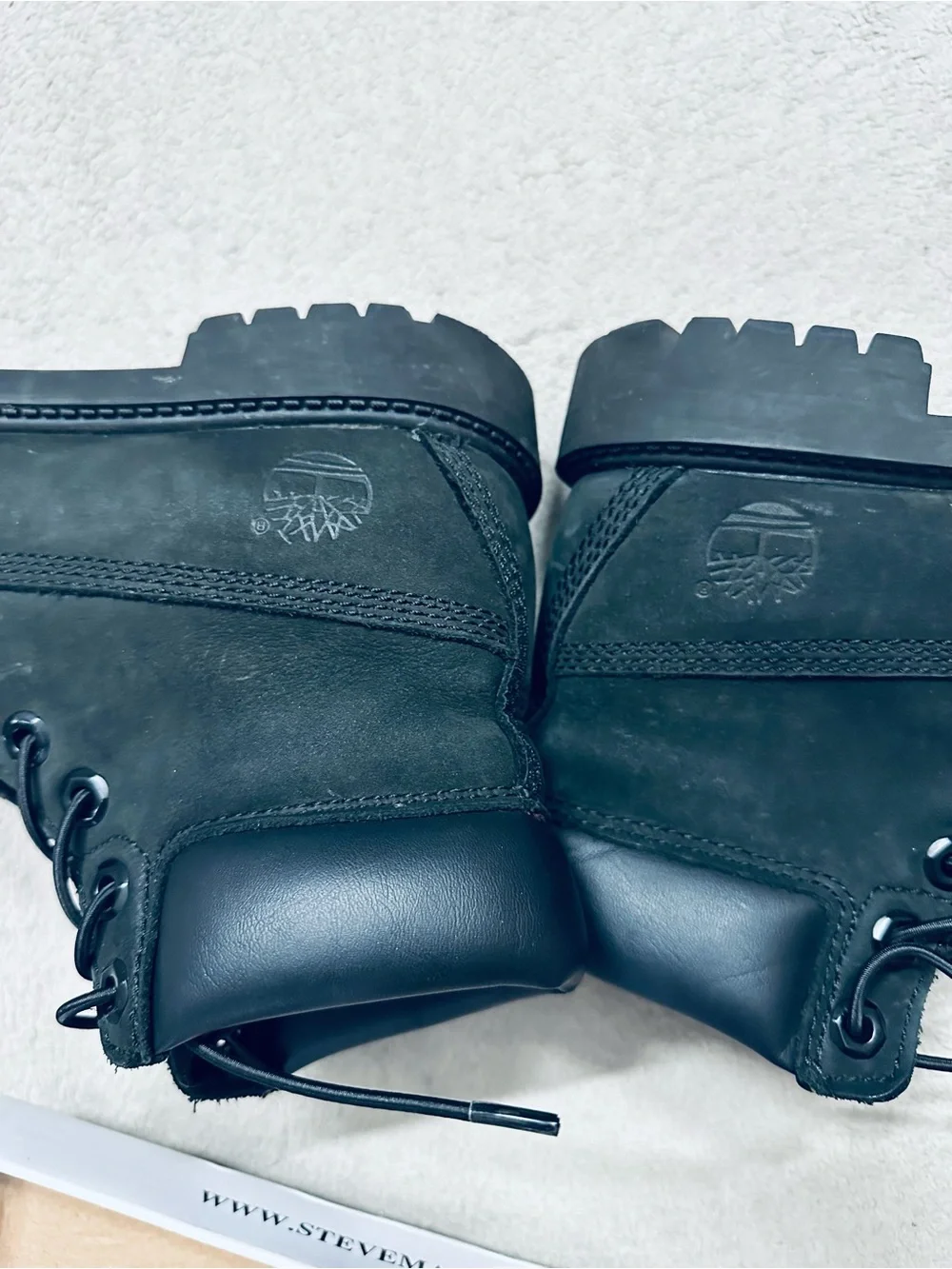 Timberland Premium 6-Inch Waterproof Boots in black nubuck Boys Size US 4 EU 36